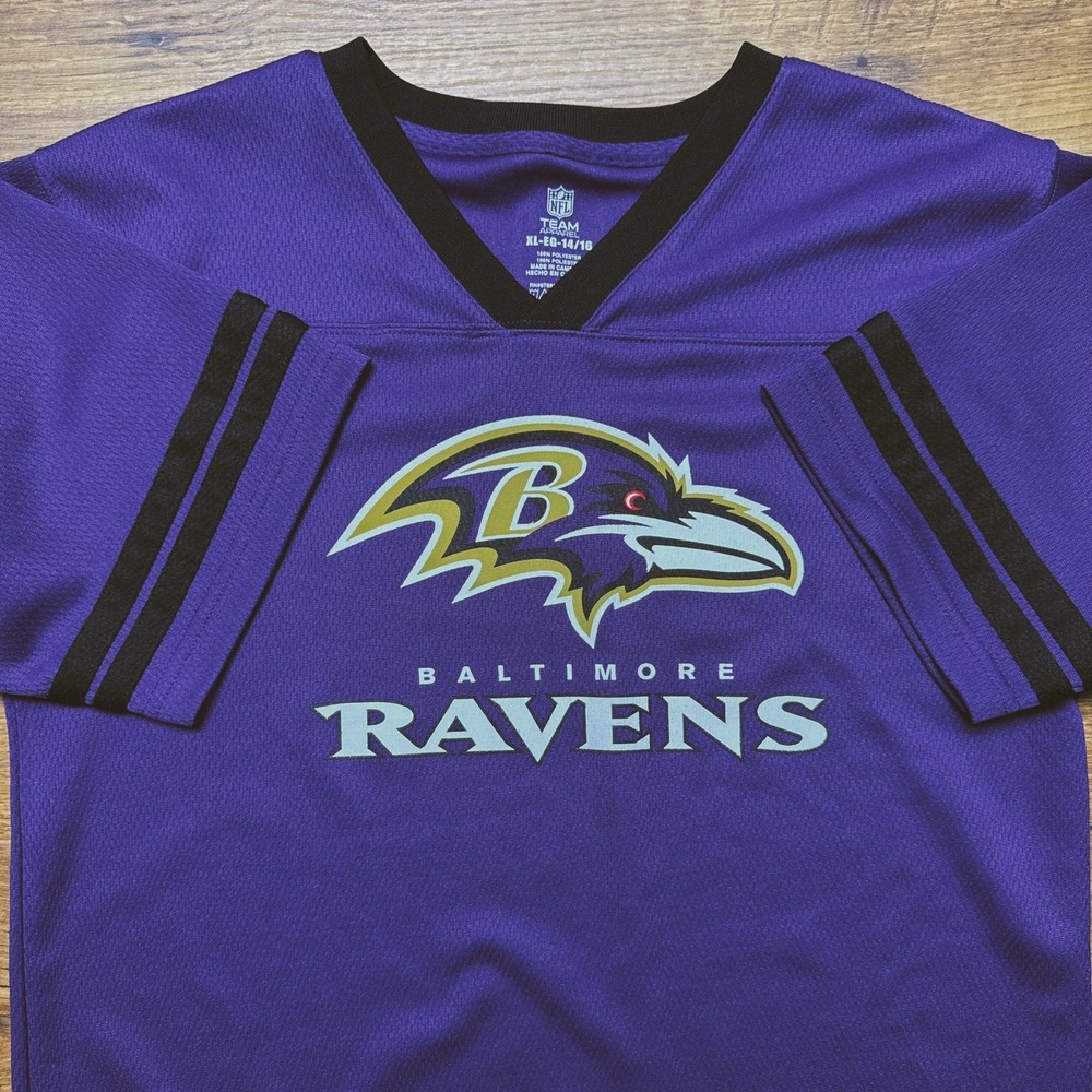NFL Team Baltimore Ravens Youth‎ XL 14-16 Jersey Purple Unisex Kids Football Fan